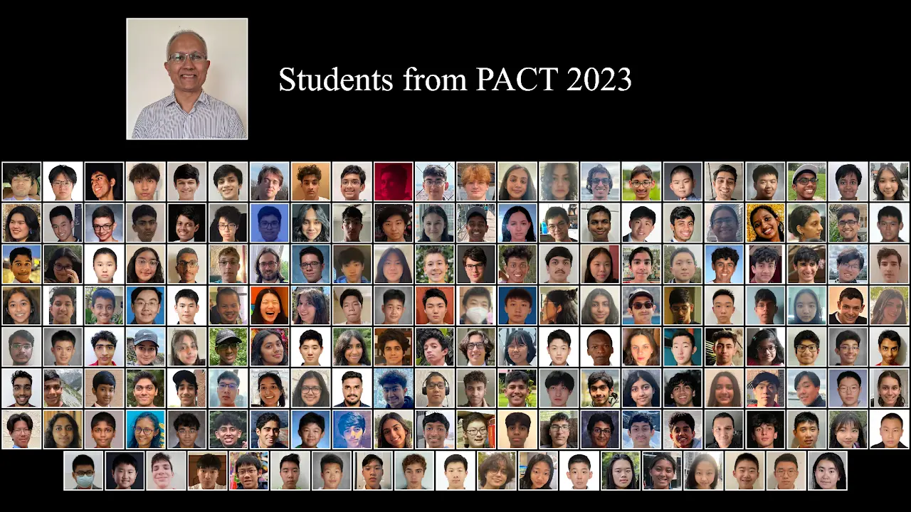 Composite portrait of the students and instructor from the PACT 2023 class