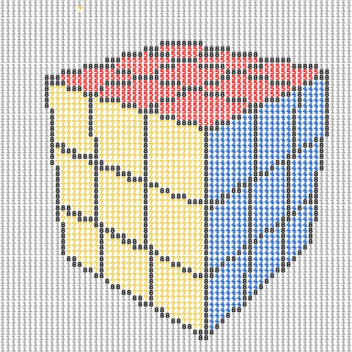 A Rubik's Cube drawn using the digits of a 4096-digit prime