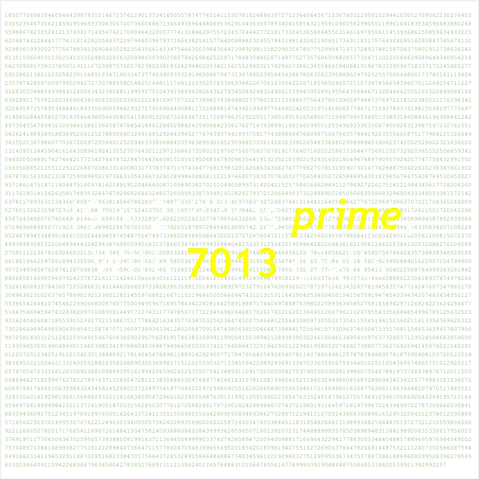 The expression 19 times 2 to the power 23290 plus 1 displayed over its 7013 digits